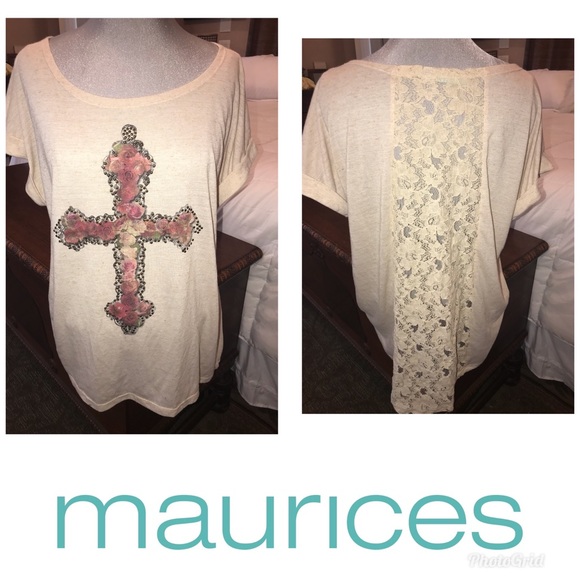 Maurices Tops - SALE 5/$15Beautiful rose cross embroidered on back